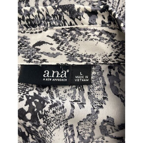 A.N.A A New Approach Animal Print Button Down Shirt With Roll Tab Sleeves Size L - Picture 8 of 10
